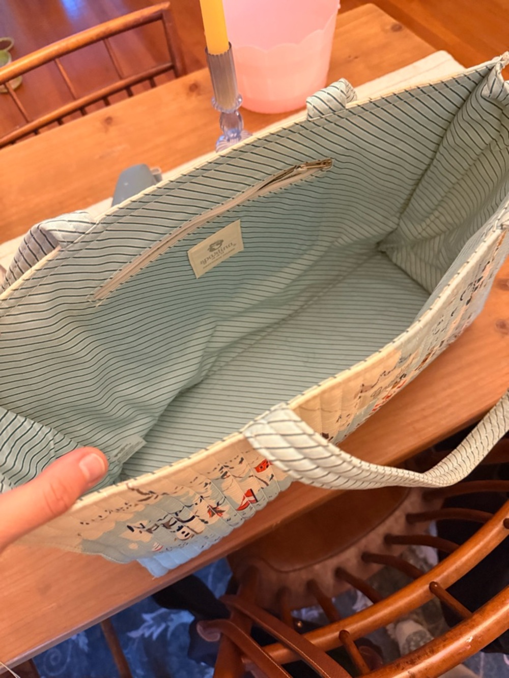 Light Blue Cape Cod Coastal Tote Bag - Picture 3 of 4
